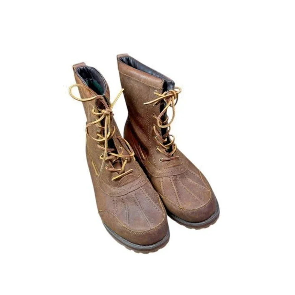 Polo Ralph Lauren Whitsand Duck Boots Mens Size US 11.5 D Brown Leather Lace Up